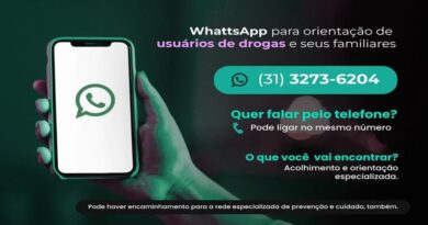 Usuários de drogas e familiares podem pedir ajuda especializada via WhatsApp em Minas